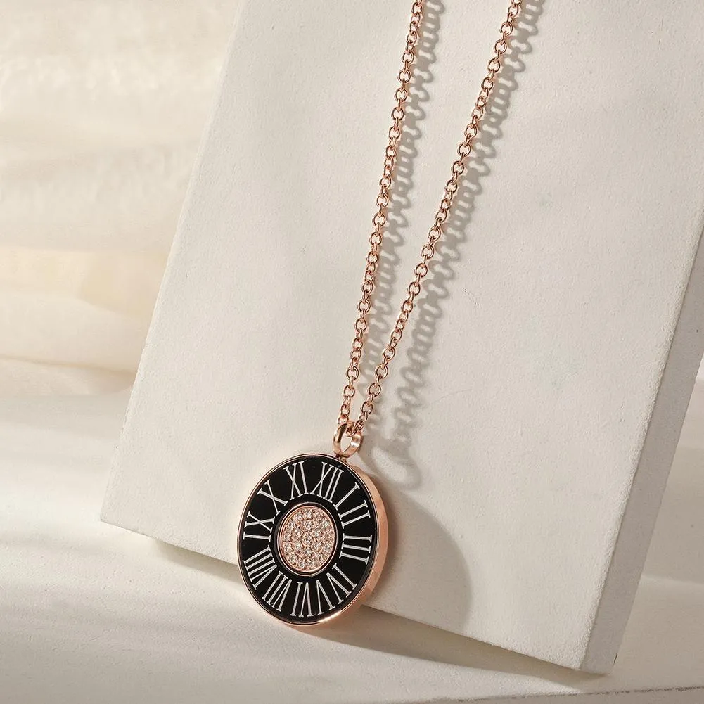 Timeless Elegance- Roman Numerals Shell Pendant Necklace