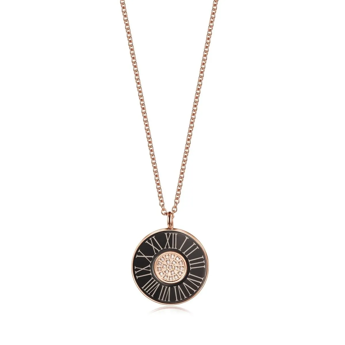 Timeless Elegance- Roman Numerals Shell Pendant Necklace