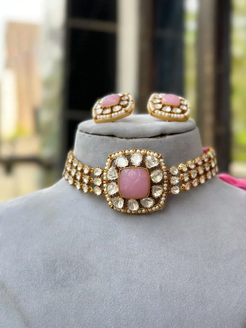 Unique Handmade AD Necklace Earrings Set Crafted Just for You with Artistic Precision