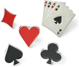 UR URLIFEHALL 5 pcs 5 Styles Poker Card Enamel Brooch Pins Heart Club Ace of Spade Playing Card Badge Pins for Backpacks Jackets Hats Decoration