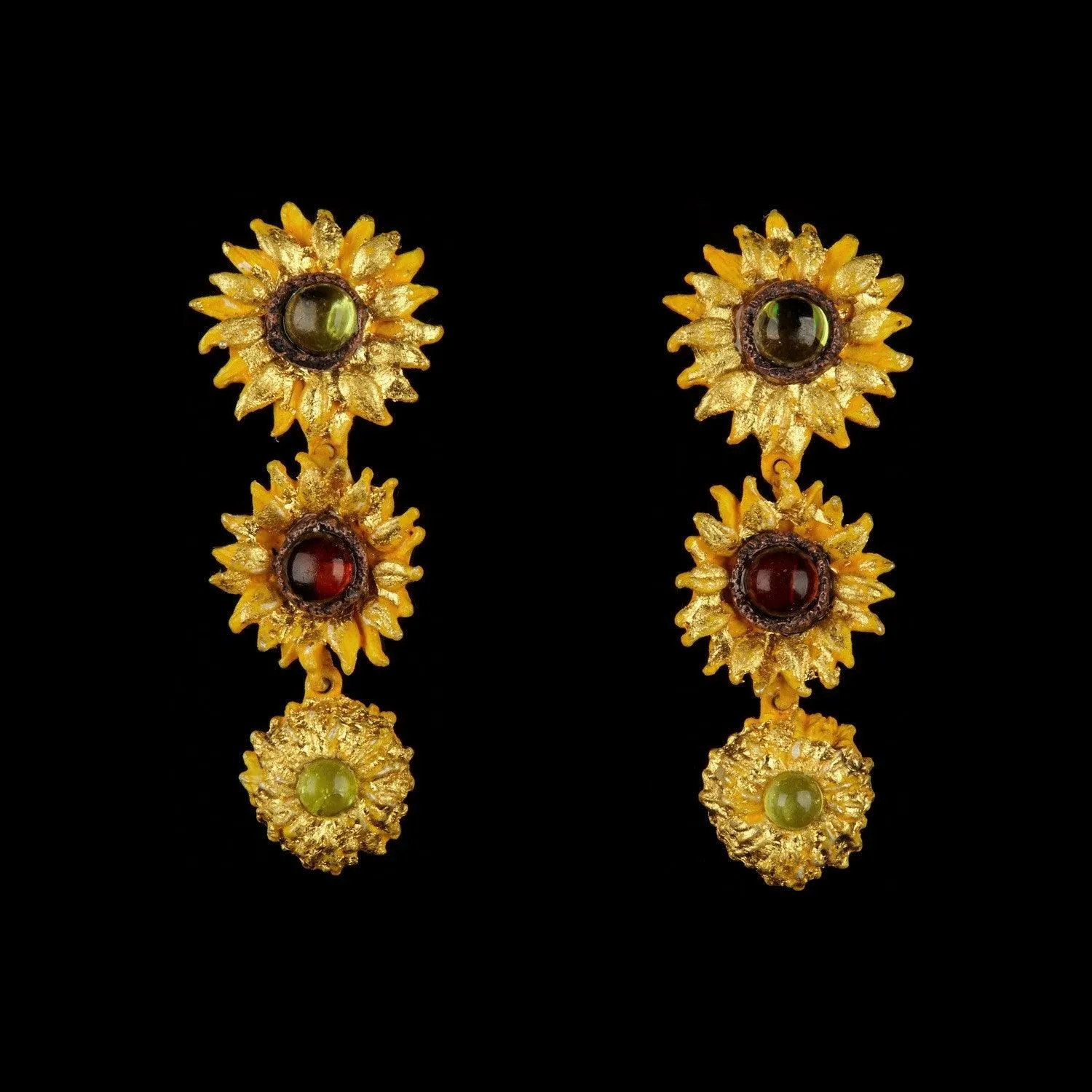 Van Gogh Sunflower Earrings - Drop Post