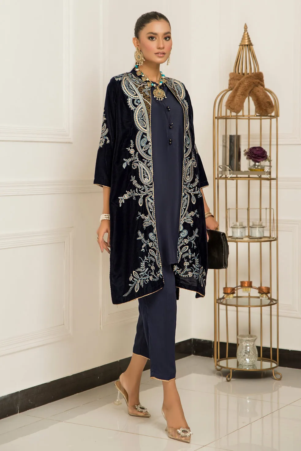 Velvet Embroidered Ready to Wear 3 Pcs Dress by Aabpara 09