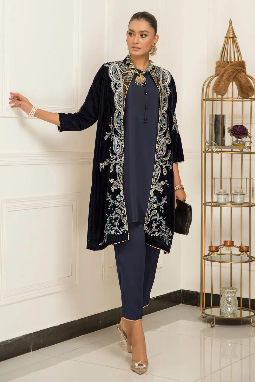 Velvet Embroidered Ready to Wear 3 Pcs Dress by Aabpara 09