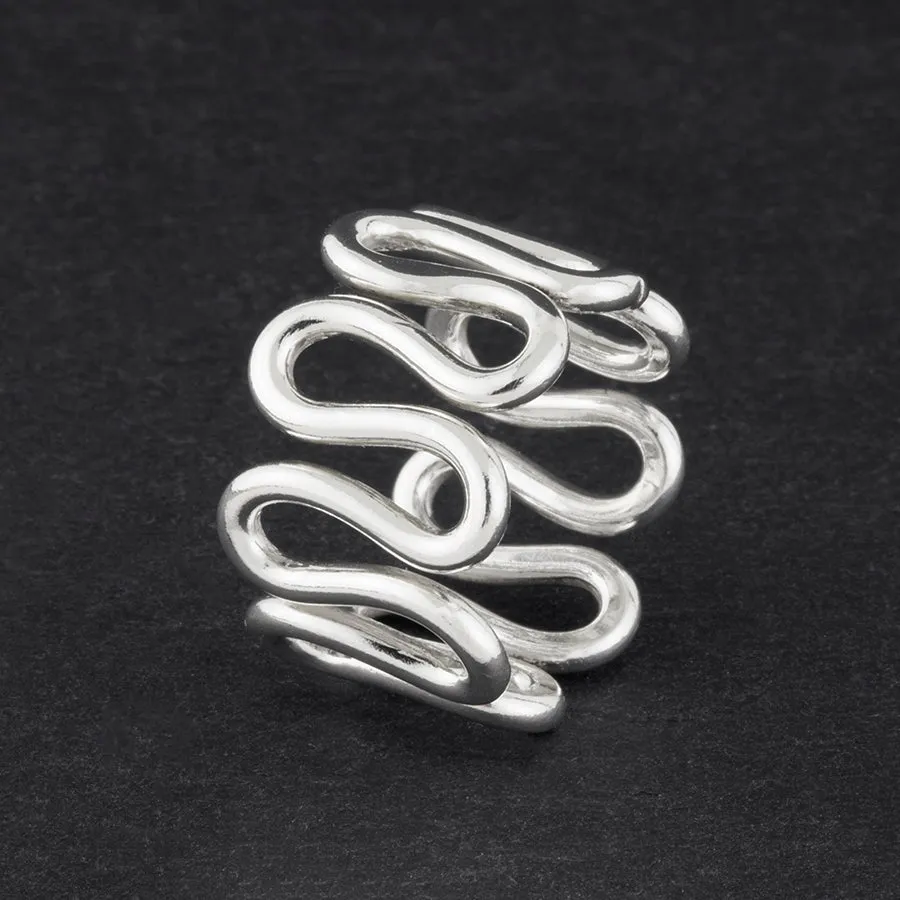 Wide Sterling Silver Wiggle Ring