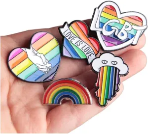 Wixine 5Pcs Cartoon Brooches Rainbow Clouds Enamel Pin and Rainbow Cute Enamel Pin-Gay Pride Lapel Pin LGBT Colorful Metal Brooch