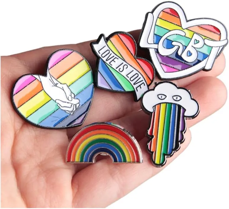 Wixine 5Pcs Cartoon Brooches Rainbow Clouds Enamel Pin and Rainbow Cute Enamel Pin-Gay Pride Lapel Pin LGBT Colorful Metal Brooch